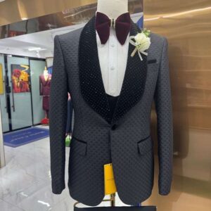 Luxury Grey Double Breasted Groom Suit Set